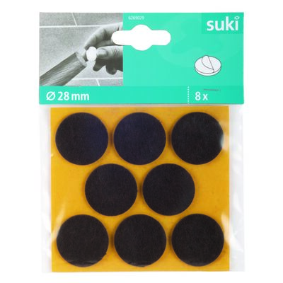 Podkladki filcowe 28 mm przyklejane brązowe 8 szt. suki