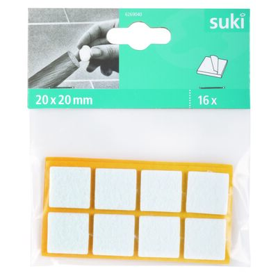 Podkladki filcowe 20 x 20 mm przyklejane białe 16 szt. suki