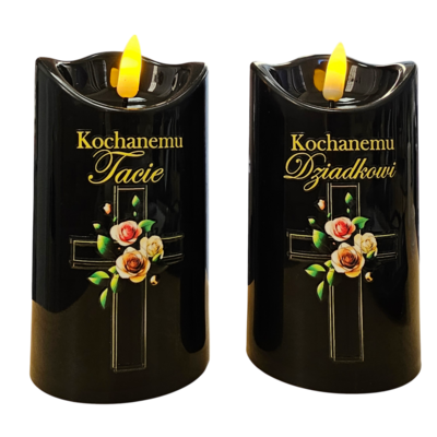 Świeca LED czarna 12,5 cm, personalizowana tata/dziadek, CORTINA POLAND