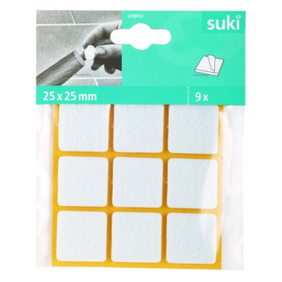 Podkladki filcowe 25 x 25 mm przyklejane białe 9 szt. suki