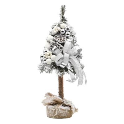 Choinka na kołeczku ośnieżona dekorowana 65 cm Winter