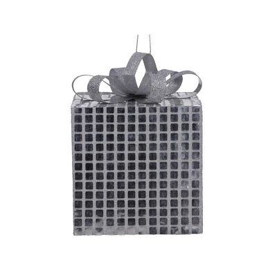 Zawieszka styropianowa prezent 15 cm srebrny