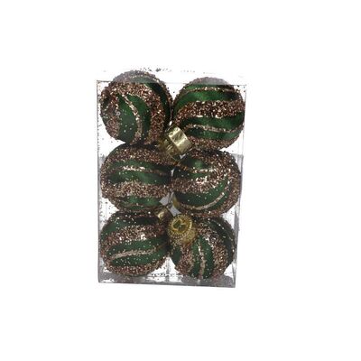 Bombka styropianowa 6 cm zielono-złota 6 szt.