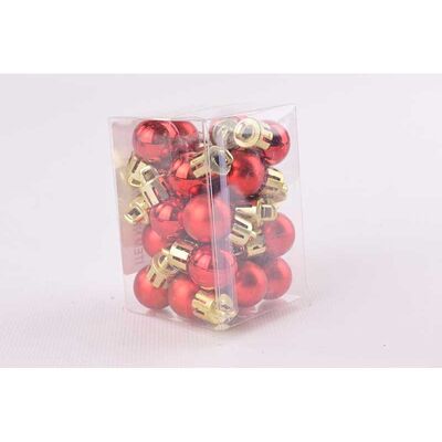 Bombki plastikowe 2 cm czerwone 24 szt.