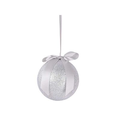 Zawieszka plastikowa kula 12 cm srebrna