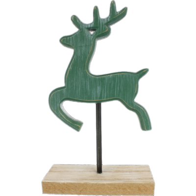 Renifer drewniany 15 cm zielony