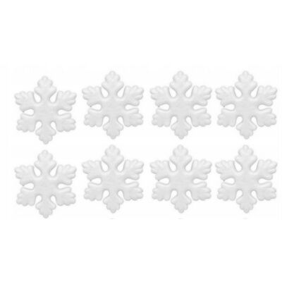 Zestaw 8 śnieżynek styropianowych 7,6 cm białe