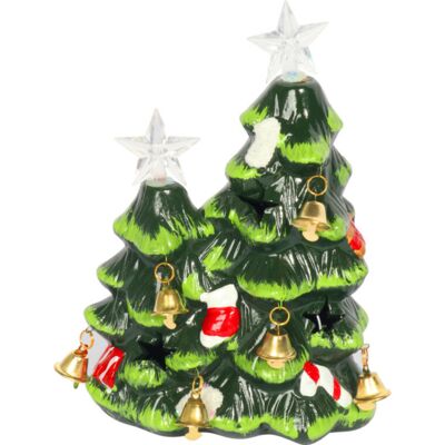 Ozdoba świąteczna ceramiczne choinki z LED 18,8 x 12,9 x 8 cm wielokolorowa