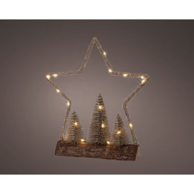 Dekoracja stołowa micro LED drewno PVC metal juta - gwiazda