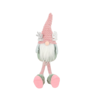 Figurka tekstylna skrzat siedzący 55 x 14 x 10 cm różowo-szary
