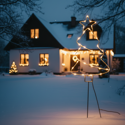 Figura ogrodowa 64 cm choinka LED