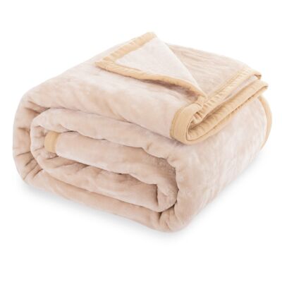 Koc Yasemin 160 x 200 cm akrylowy jednolity ciepły kremowy