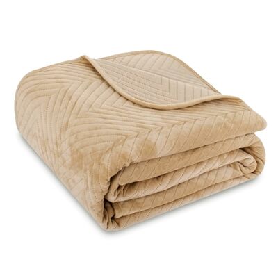 Narzuta Caden 170 x 210 cm jodełka welurowa beżowy