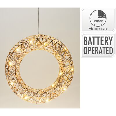Wieniec zawieszka ozdobna LED 30 cm złoty