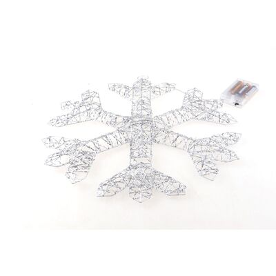Dekoracja śnieżynka 30 LED 39 x 3 x 39 cm srebrny