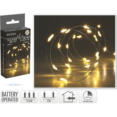 Lampki LED 40LED timer ciepły biały