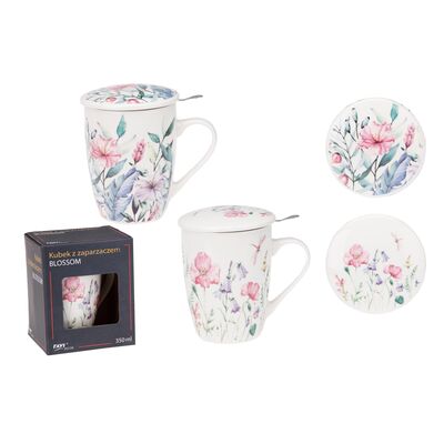Kubek z zaparzaczem Blossom 350 ml z porcelany New Bone
