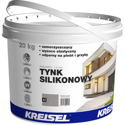 Tynk silikonowy baranek K2 jasno szary 20 kg Kreisel