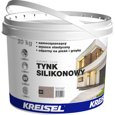 Tynk silikonowy baranek K3 jasno szary 20 kg Kreisel
