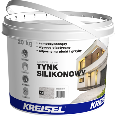 Tynk silikonowy baranek K4 jasno szary 20 kg Kreisel
