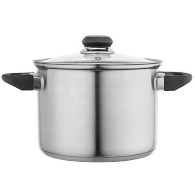 Garnek nierdzewny Emilio wysoki 7 l 24 cm z pokrywą szklaną srebrny