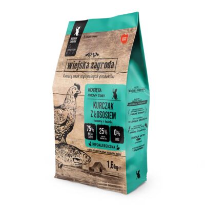 Karma sucha dla kociąt kurczak z łososiem 1,6 kg Wiejska Zagroda