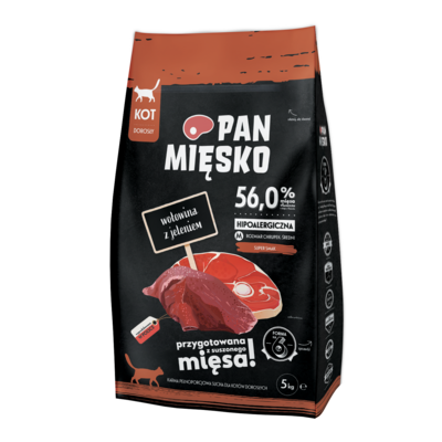 Karma sucha dla kota wołowina z jeleniem M 5 kg Pan Mięsko