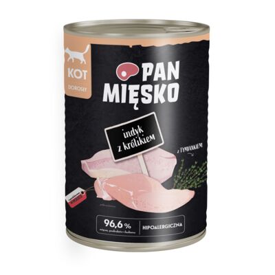 Karma mokra dla kota indyk z królikiem 400 g Pan Mięsko