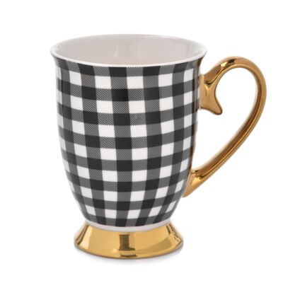 Kubek COCO 300 ml na stopce krata biało-czarny