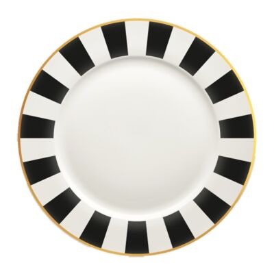 Talerz deserowy RIBS 19 cm pasy biało-czarny