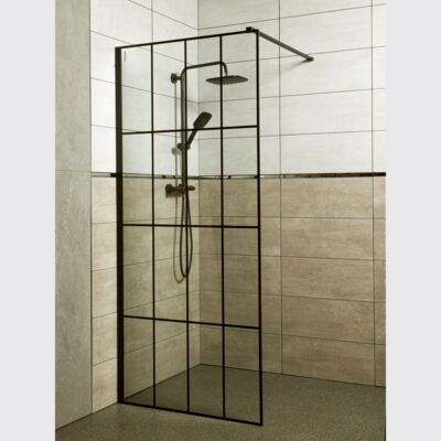 Kabina natryskowa walk-in Techno 90 czarna Kerra