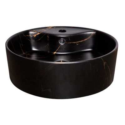 Umywalka nablatowa KR-138 MARBLE BL/G czarno-złota Kerra