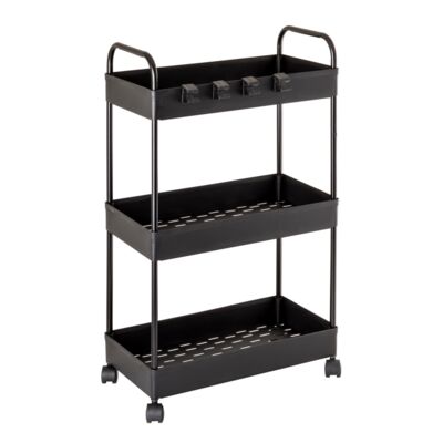 Regał na kółkach 1943 czarny 3 kosze + 4 haczyki AWD INTERIOR