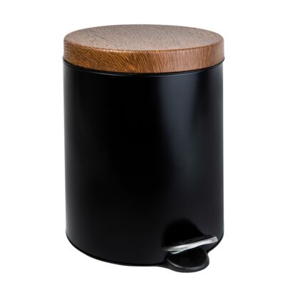 Kosz na śmieci 5 l z pedałem 1786 czerń drewno AWD INTERIOR