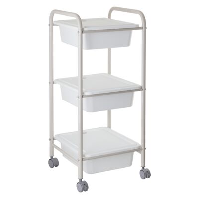 Regał na kółkach 2008 z pojemnikami biało-beżowy AWD INTERIOR