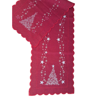 Bieżnik z choinką 40 x 140 cm czerwony