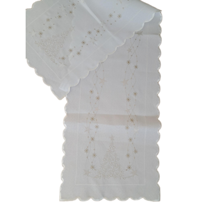 Bieżnik z choinką 40 x 140 cm biały