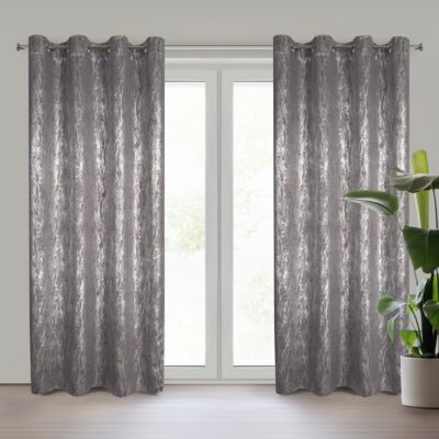 Zasłona gotowa ELISE na przelotkach 140 x 250 cm stalowo-srebrna EUROFIRANY