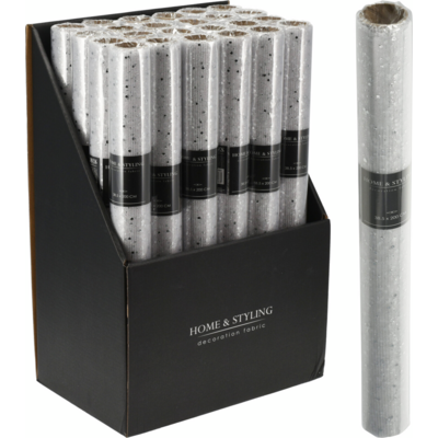 Tkanina dekoracyjna z brokatem 38 x 200 cm srebrna 1 szt.