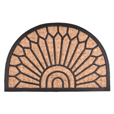 Wycieraczka Panama kokosowa guma półokrągła poloty 40 x 60 cm czarno-brązowy