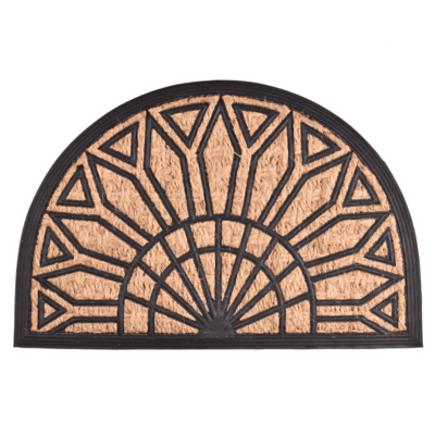 Wycieraczka Panama kokosowa guma półokrągła abstrakcja 40 x 60 cm czarno-brązowy