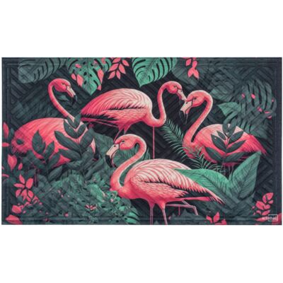 Wycieraczka materiałowa Flaminingi 45 x 75 cm zielono-różowy