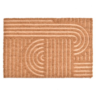 Wycieraczka kokosowa grawerowana linie 40 x 60 cm brązowy