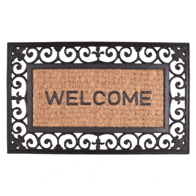 Wycieraczka Panama z kokosu i gumy Welcome ażurowa 40 x 60 cm czarno-brązowy