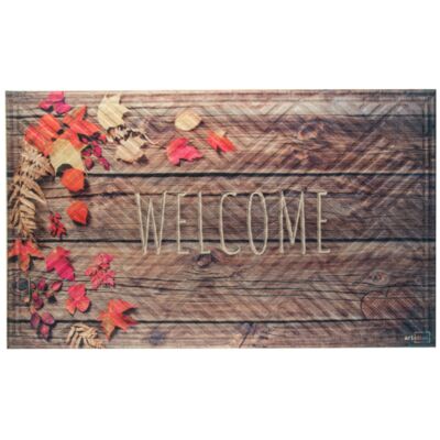 Wycieraczka materiałowa Welcome deski 45 x 75 cm brązowo-pomarańczowy