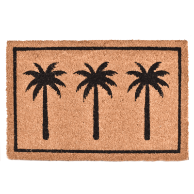 Wycieraczka kokosowa z nadrukiem Palmy 40 x 60 cm czarno-brązowy