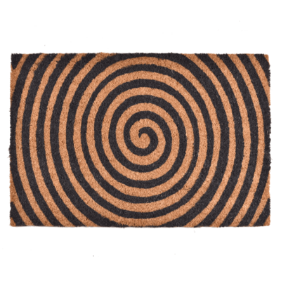 Wycieraczka kokosowa z nadrukiem spirala 40 x 60 cm czarno-brązowy