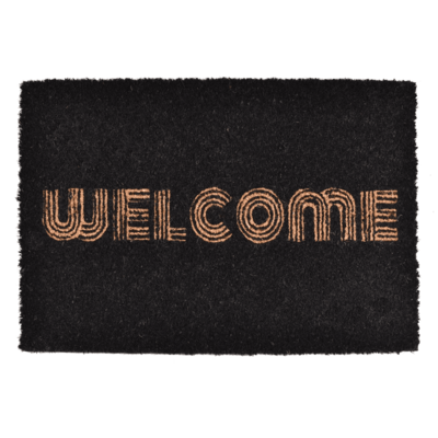 Wycieraczka kokosowa z nadrukiem Welcome 40 x 60 cm czarno-brązowy