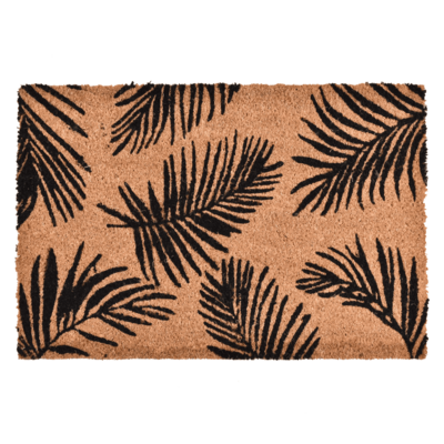 Wycieraczka kokosowa z nadrukiem tropiki 40 x 60 cm czarno-brązowy