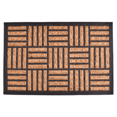 Wycieraczka Panama kokosowa guma paski 40 x 60 cm czarno-brązowy